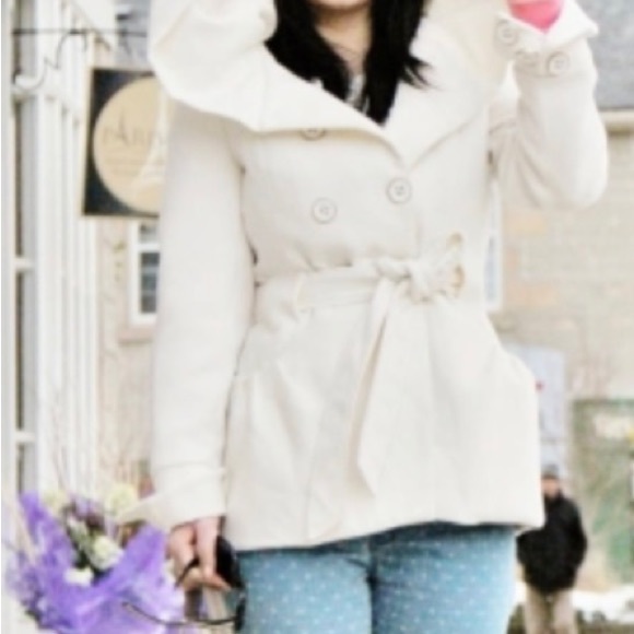 St Johns Bay White/cream Cashmere blend Pea coat - Picture 8 of 13